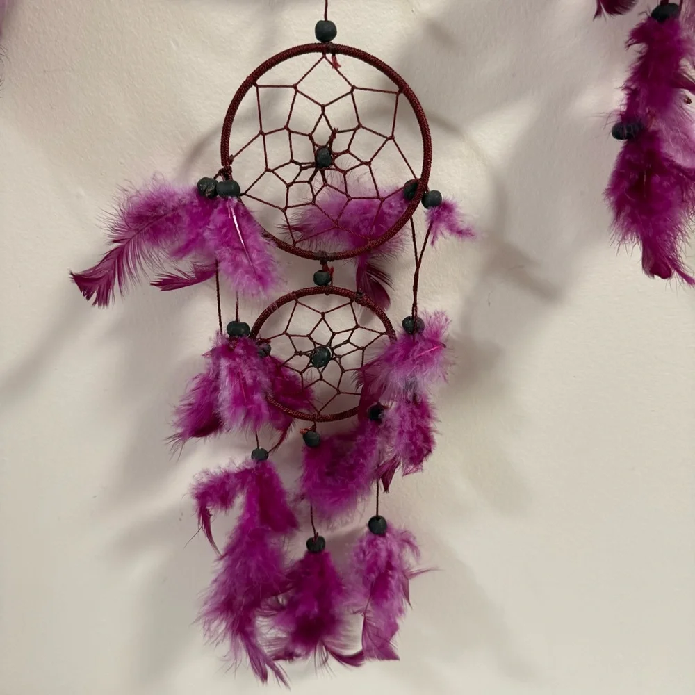 Purple Dream Catcher Large 2ft Dreamcatcher Handmade Feather Mobile Wall Decor